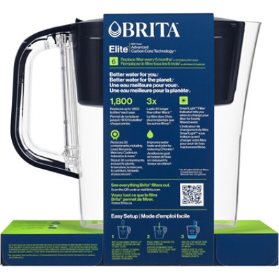 Brita Small 6 Cup Denali Black Water Filter Pitcher with 1 Brita Elite Filter - Each - Image 2