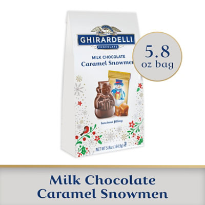 Ghirardelli Milk Chocolate Caramel Snowmen Bag - 5.8 Oz - Image 1