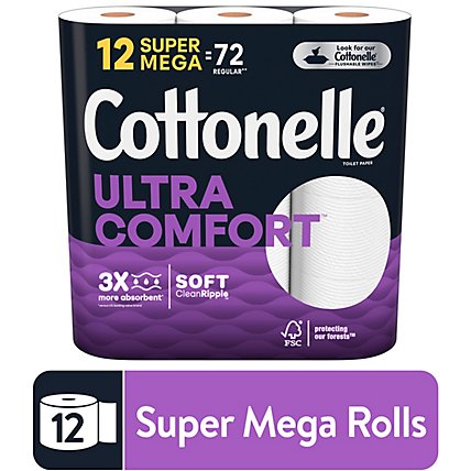 Cottonelle Ultra Comfort Super Mega Roll Bath Tissue 12 Roll - Each - Image 1