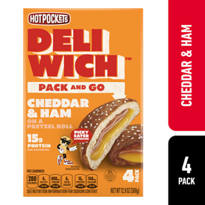 Hot Pockets Deliwich Cheddar & Ham Frozen Deli Sandwiches 4 Count - 12.9 Oz - Image 1