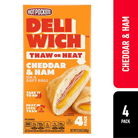 Hot Pockets Deliwich Cheddar and Ham Sandwiches Box - 12.9 Oz