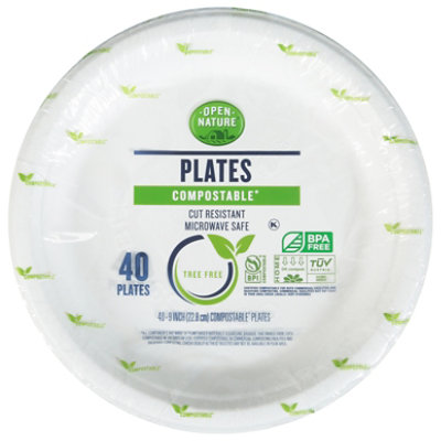 Open Nature Compostable 9 Inch Plates - 40 Count - Image 3