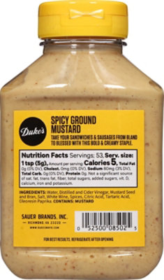 Duke's Spicy Ground Mustard - 9.5 OZ - Image 6