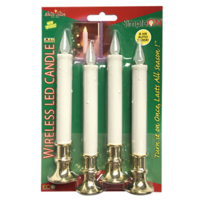 Brite Star 9.5in LED White Candles - 4 Count - Image 1