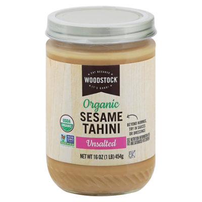 Woodstock Unsalted Organic Sesame Tahini - 16 OZ - Image 3