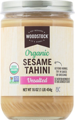 Woodstock Unsalted Organic Sesame Tahini - 16 OZ - Image 2