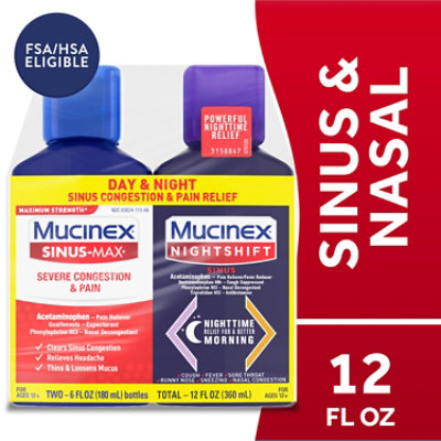 Mucinex Sinus-max Severe Congestion/pain & Nightshift Sinus Combo - 12 FZ - Image 1