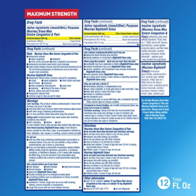 Mucinex Sinus-max Severe Congestion/pain & Nightshift Sinus Combo - 12 FZ - Image 4