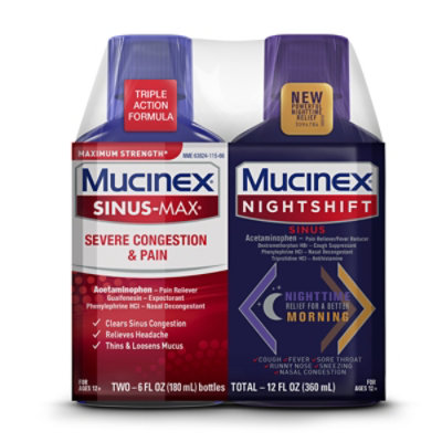 Mucinex Sinus-max Severe Congestion/pain & Nightshift Sinus Combo - 12 FZ - Image 3