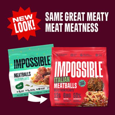 Impossible Italian Plant Based Fully Cooked Meatballs - 14 Oz - Image 1