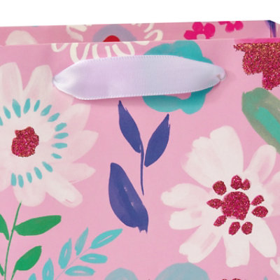 American Greeting Pink Floral Medium Gift Bag - Each - Image 2