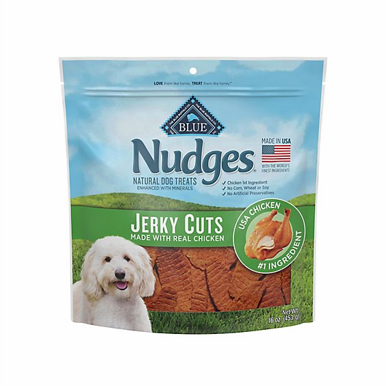 Blue Nudges Natural Chicken Jerky Cuts Dog Treats Bag - 16 Oz
