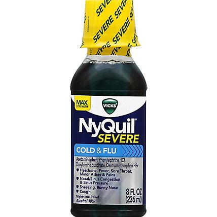 Vicks Nyquil Severe Cold And Flu Relief Liquid Medicine, 8 Fl Oz - 8 FZ - Image 2