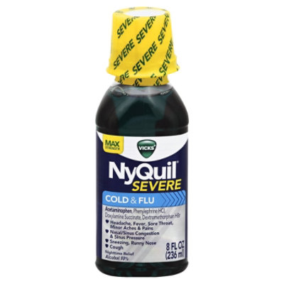 Vicks Nyquil Severe Cold And Flu Relief Liquid Medicine, 8 Fl Oz 8 FZ