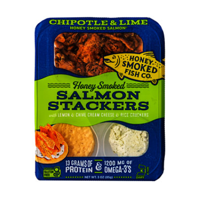 Honey Smoked Fish Chipotle Lime Salmon Stackers - 3 OZ - Image 1