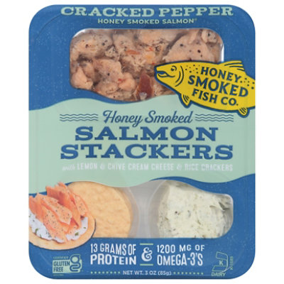 Honey Smoked Fish Cracked Pepper Salmon Stackers - 3 OZ - Image 1