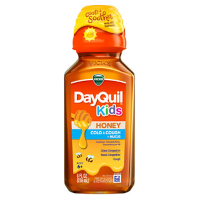 Vicks Dayquil Kids Cold And Cough Plus Mucus Relief Made With Real Honey For Kids 6 Plus - 8 FZ - Image 6