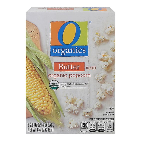 O Organics Popcorn Microwave Butter 3-2.8 Oz - 3-2.8 OZ