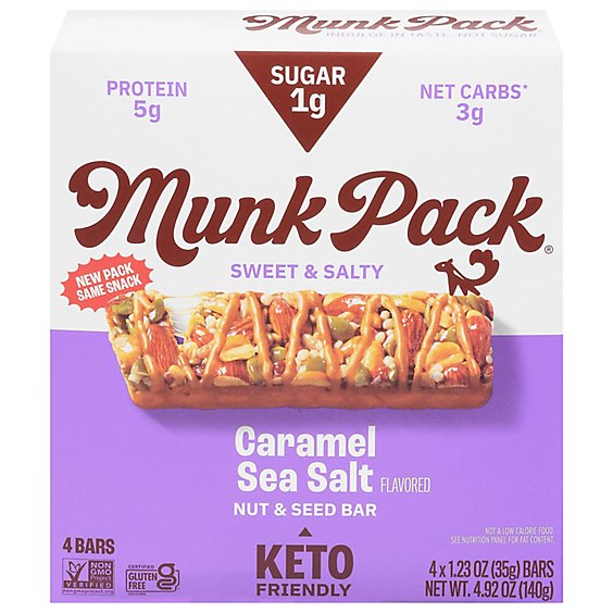 Munk Pack Bar Caramel Sea Salt 4 Count - 4.92 Oz