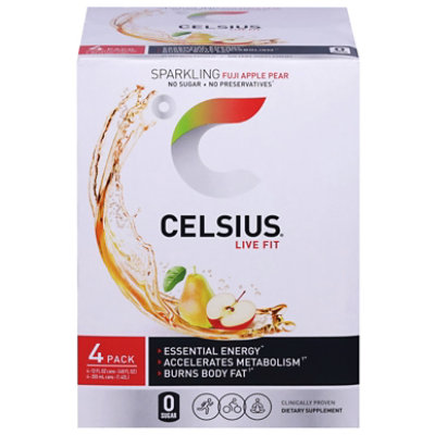 Celsius Fuji Apple Pear Sparkling Energy Drink - 4-12 Fl. Oz