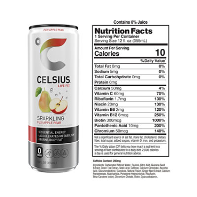 Celsius Fuji Apple Pear Sparkling Energy Drink - 4-12 Fl. Oz. - Image 3