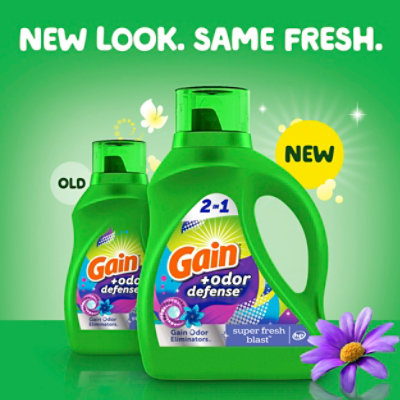 Gain Odor Defense 2 In 1 Super Fresh Blast Liquid Detergent - 46 Fl. Oz. - Image 2