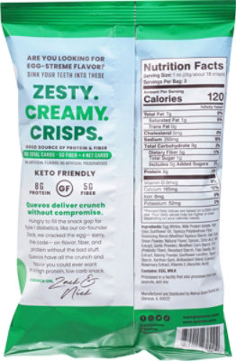 Quevos Sour Cream And Onion Egg White Chips - 3.2 Oz - Image 6