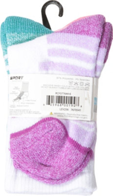 Round the Clock Size 4-6 Girls Girl Crew Socks - 3 Count - Image 4