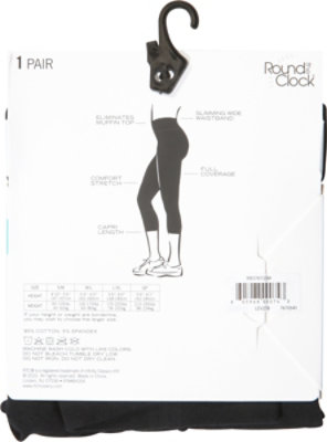 Round the Clock Size S/M Black High Wasted Cotton Capris - Each - Image 4