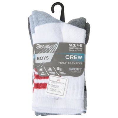 Infini Rtc Boy Athletic Half Cushion Crew Sock Size 4 to 6 Pack - 3 Count - Image 3