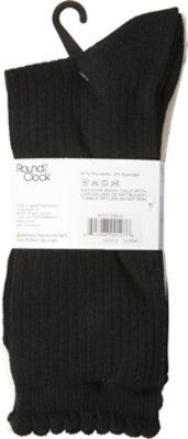 Round The Clock Women Latice Crew Black Ivr Socks- 2 Count - Image 4