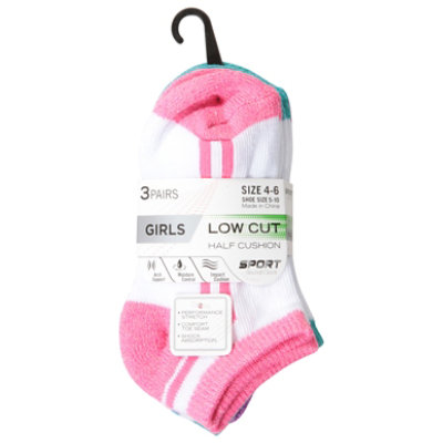 Round The Clock Girls Athletic Low Cut Size 4-6 Socks - 3 Count - Image 3