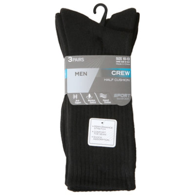 Infini Rtc Men Black Athletic Half Cushion Crew Sock Pack - 3 Count - Image 3