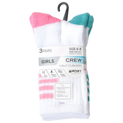 Round the Clock Size 4-6 Sport Girls Crew Socks - 3 Count - Image 3