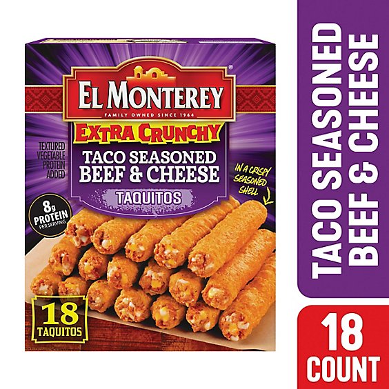 El Monterey Extra Crunchy Taco Seasoned Beef And Cheese Taquito 18 Count - 20.7 Oz