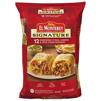 El Monterey Signature Steak Cheese & Rice Chimichangas 12 Count - 54 Oz - Image 3