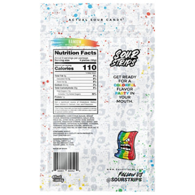Rainbow Sour Strip Candy 12 Strips In Every Bag - 3.7 OZ - Image 2