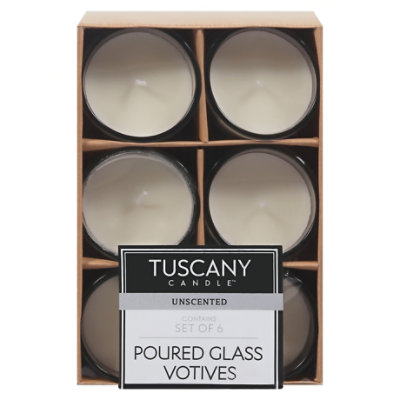 Tuscany Glass Accent Unscented Candles - 6 Count - Image 1