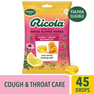Ricola Honey Lemon with Echinacea Naturally Soothing Relief Lozenges - 45 Count - Image 1