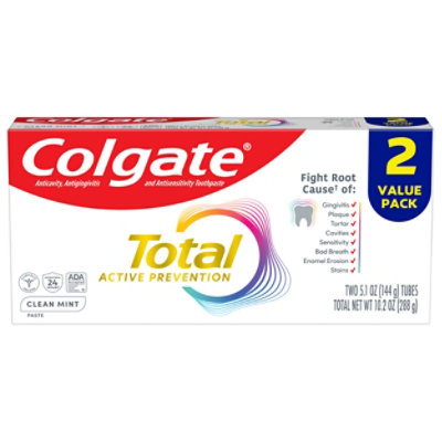 Colgate Total Toothpaste Clean Mint Twin Pack - 2-5.1 Oz - Image 1