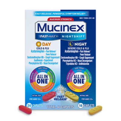 Mucinex Fast-Max Cold Anf Flu Day Time And Night Time - 40 Count - Image 2