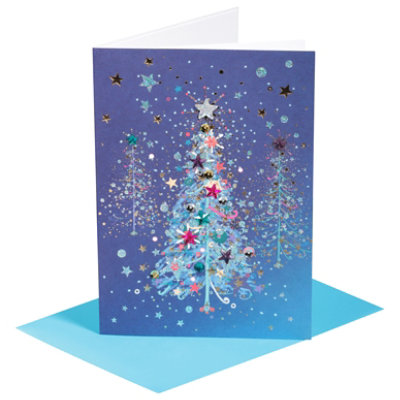Papyrus Glittered Tree Christmas Card - Each - Image 1