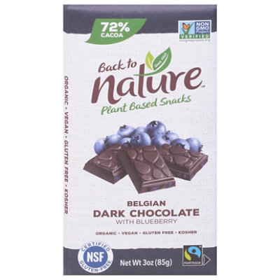 Back To Nature Belgian Blueberry Dark Chocolate Bar 3 Oz JewelOsco