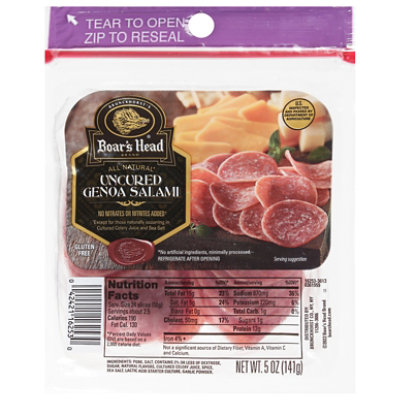 Boars Head Uncured Genoa Salami Pouch - 5 Oz - Image 1