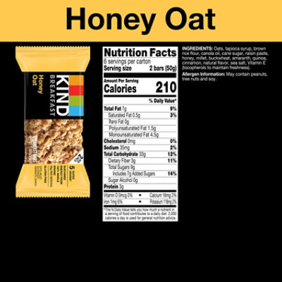 Kind Breakfast Bars Honey Oat 6 Count - 1.76 Oz - Image 2