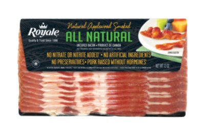 Royale Apple Wood Uncured Smoked Bacon - 12 Oz - Image 1