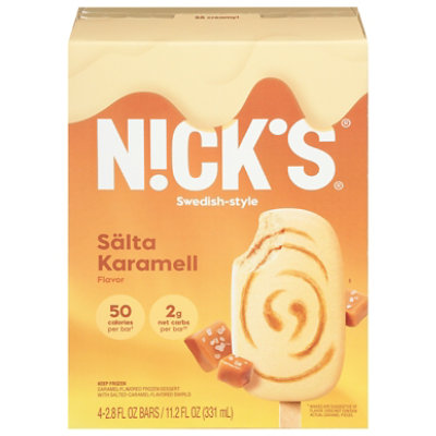 Nick's Salta Karamell Ice Cream Swirl Bar 4 Count 11.2 Oz shaws