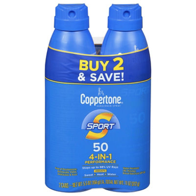 Coppertone Sport SPF 50 Sunscreen Spray Twinpack - 2-11 Oz - Image 3