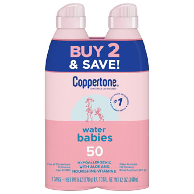 Coppertone Water Babies Sunscreen Lotion Spray SPF 50 Multipack - 2-6 Oz - Image 2