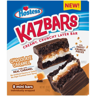 HOSTESS Chocolate Caramel KAZBARS Creamy and Crunchy Layer Bar 8 Count - 10 Oz - Image 1